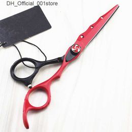 Hair Scissors professional Japan 440c 6 red hair cutting scissors haircut thinning barber makas cut haircutting shears Hairdresser Q240425