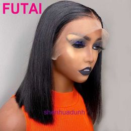 100% Human Hair Full Lace Wigs Bone Straight Wig wig BOB headband Double Drawn