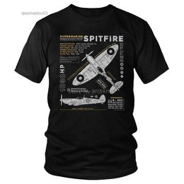 Men's Polos Vintage Super Ocean Spitfire MK 1 Mens 100% Cotton T-Shirt Fighter War Pilot Aeroplane Fashion Apparel Spring SummerL2404