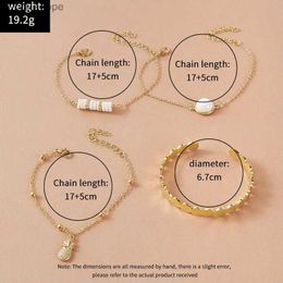 Beaded Bohemian Pineapple Shape Charm Bracelet Set For Women Geometric Gold Colour Open Bangle Female Fashion Jewellery Gift