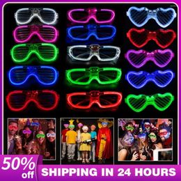 Party Decoration 1Pc Glow In The Dark Glasses Light Up LED Favours Sunglasses For Kids Adults Decor Jeu Lumiere Dj