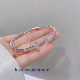 Classic Tifenny Letter Bracele Japanese and Korean of simple design double classic diamond opening bracelet womens versatile new style
