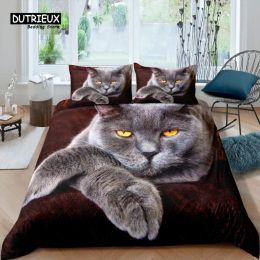 sets Home Living Luxury 3D Cat Bedding Set Girl Duvet Cover Set Pillowcase Kids Bedding Set Queen and King EU/US/AU/UK Size