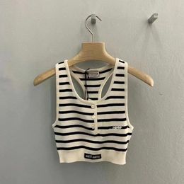 Female letter vest O-neck sleeveless knit striped dress SML