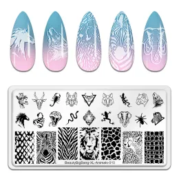 Art BeautyBigBang Animal Image Nail Stamping Plates Stainless Steel Tiger Zebra Leopard Print Nail Art Template Mold Manicure Tools