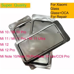 Panel 10Pcs/Lot For Xiaomi Mi 11 Ultra Lite 12 Pro 10 5G Touch Screen Panel Front Outer Lens For Mi Note 10 Pro LCD Glass With OCA