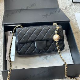 Latest Designer Black Lambskin Gold Crush Ball Bead Classic Mini Flap Square Quilted Bags Matelasse Chain Crossbody Plaid Diamond Lattice Handbags 17cm 20cm