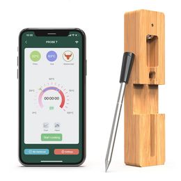 Meat Thermometer with Bluetooth 165ft Wireless Thermometer Smart Food Thermometer with USB Charging Cable for Oven Gril 240423