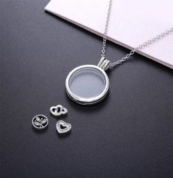 Fashion925 Sterling Silver Floating Locket Pan Necklace With Clear Cubic Zirconia Glass For Women Gift DIY Jewelry50435314059279