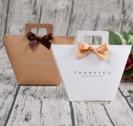 Thank you gift box bag with handle foldable wedding kraft paper candy chocolate perfume packaging simple LX19884755861