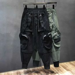 Men's Pants Tide Brand Mens Cargo Pants Multi-Pocket Outdoor Cool Streetwear Motorcycle Style Personality Casual Male Trousers Work Pants d240425