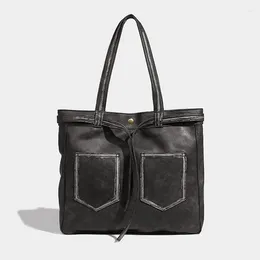 Drawstring Tote Bag For Women Luxury Designers Handbag Purse 2024 In Fashion Personality Simple Large Capacity Ladie Underarm Shoulder