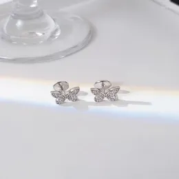 Stud Earrings Elegant Butterfly Zircon With Original High-quality Logo Exquisite And Fashionable Women's Birthday Gift