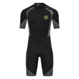 1.5mm Neoprene Wetsuit Men Short Sleeve Scuba Diving Suit Snorkelling Spearfishing Swimsuit Surfing Sunproof Set 240410