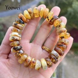 Real Amber Bracelets for Unisex Unique Handmade er Plant Beads Baltic Natural Stone Energy Healing Jewelry Factory Supplier 240410