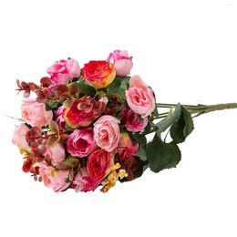 Decorative Flowers Centerpieces DIY Home Decor Arrangement Valentines Day Bouquet Artificial Rose Fake Garden For Wedding Birthday Bridal