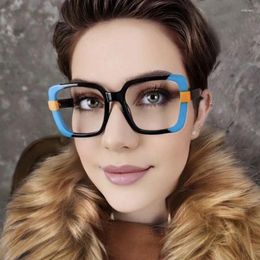 Sunglasses Fashion Brand Design Square Splicing Color Women Frame Pochromic Anti Blue Ray Prescription Femal Customized Reading Glasses