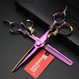 Hair Scissors Sharonds Purple Hair Scissors Set 6.0 Inch Hairdressing Barber Shears Professional Cutting And Tools1 Q240425