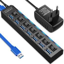 Controls Usb Hub 3 0 Usb Splitter Usb Several Ports Hub 3.0 Multi Usb Extensor Multiple Extender Switch 2.0 Hub with Power Adapter for Pc