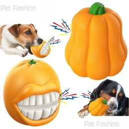 Dog Toys Chews Pet Pumpkin Toy For Small Large Dogs Halloween Interactive Chew Outdoor Training Labrador French Bldog Accessories Dhcpb