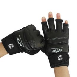 Protective Gear High quality boxing gloves MMA gloves Muay Thai training boxing equipment half gloves PU leather black boxing equipment 240424