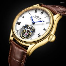 Нарученные часы Aesop Flying Tourbillon Watch Mension's Mechanical Business Skeletton Luxury Sapphire Clock для Man Support Drop