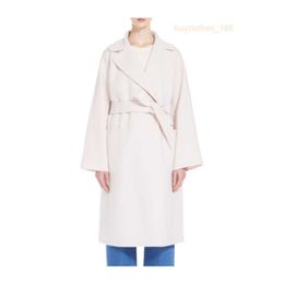 Designer Coats Cashmere Coats Luxury Coats MAX Mara Womens White Handsewn Wool Fabric Tunic Coat