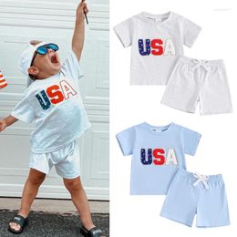 Clothing Sets FOCUSNORM Independence Days Baby Boys Casual Clothes 0-3Y Short Sleeve Letter Embroidery Tops Shorts