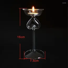 Candle Holders 1PC 7.5x16cm Blown Glass Foot High Love European Romantic Dinner For Decoration Candlestick JY 1181
