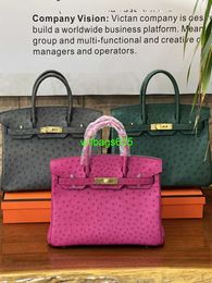 Bk 2530 Handbags Ostich Leather Totes Trusted Luxury Bags Factory Welfare Imported South African Real Ostrich Skin Full Bean Platinum Bk30 La have logo HBJ03D