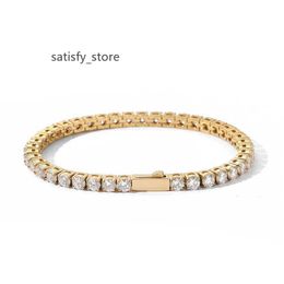 4mm zirconia hip-hop bracelet spring clasp stainless steel diamond tennis chain men and women with simple bracelet