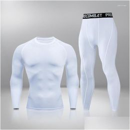 Men'S Thermal Underwear Mens Winter Men Warm First Layer Man Undrewear Set Compression Quick Drying Second Skin Long Johns Sport 2 S Dhj48