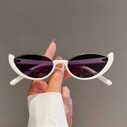 Sunglasses Fashionable mini sunglasses cat eye sunglasses sunshade half frame J240423