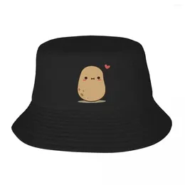 Berets Cute Potato In Love Bucket Hats Panama For Kids Bob Hip Hop Fisherman Summer Beach Fishing Unisex Caps