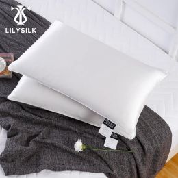 Pillow LILYSILK 100 Silk Filled Pillow Silk Shell 1 Pcs Pure Natural Filling for Sleeping Luxury Home Textile Free Shipping