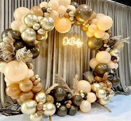 Coffee Brown Balloon Garland Arch Kit Birthday Party Decorations Kids Latex Baloon Baby Shower Teddy Bear Theme Ballon Decor 220222907343