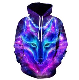 Personality Hoodie Wolf 3D Mens Boys Hoodies Sweatshirt Brand Designer Children Clothes Autumn Winter High Quality Sweatshirt Y2013041992