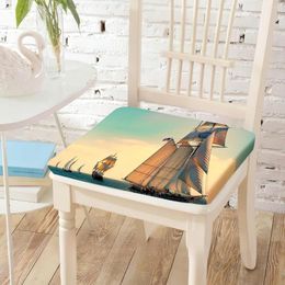 Pillow Sailboat Ocean Printed Chair Seat S Stretch Removable Coat Chairs Pad For Travel Car Truck Home Decoration