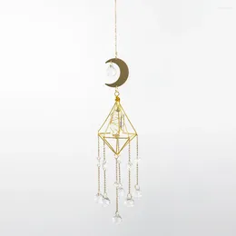 Decorative Figurines Prismatic White Crystal Moon Wind Chime Prisms Dream Catcher Rainbow Chaser Hanging Windchime Home Garden Decor