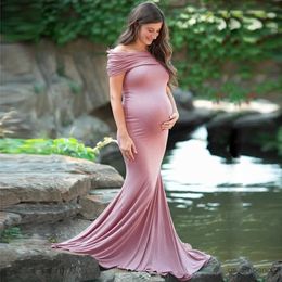Maternity Dresses Maternity Long Dress for Photoshoot Mermaid Off Shoulder Elegant Fitted Gown Maxi Photography Dress For Baby Shower