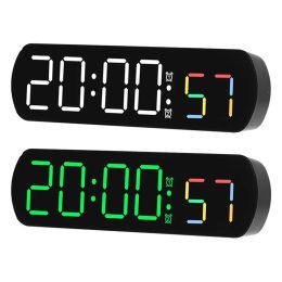 Clocks Voice Control Digital Alarm Clock Large LED Screen Temperature Humidity Display Electronic Alarm Clock 12/24H Table Clock