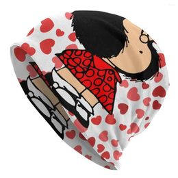 Berets Women Men Knitting Hats Unisex Adult Mafalda Power With A Surprised Face Skullies Beanies Caps Quino Kawaii Cartoon Bonnet