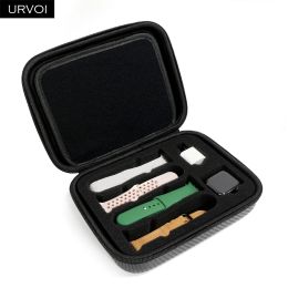 Cases URVOI Watch Band Portfolio for Apple Watch band Carbon fiber grain nylon box strap storage bag displays velvet inner collection