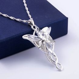 Movie The Lord Arwen Evenstar Necklace Elf Princess Arwen Twilight Star Crystal Pendant Necklaces for Women Choker Jewellery Gift