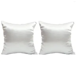 Pillow 2 Pcs Imitation Silk Pillowcase Throw Square Protector Satin Covers Faux Euro Sham