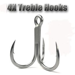 Big Game 4X #6-#5/0 Anti-Rust Treble Hook Super Sharp Triple Anchor Hooks For Sea Trolling Fishing Saltwater Lure Fishhooks 240415