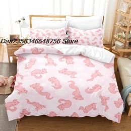 sets Animal Axolotl Bedding Set Single Twin Full Queen King Size Bed Set Aldult Kid Bedroom Duvetcover Sets Anime Bed Sheet Set