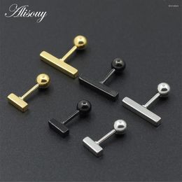 Stud Earrings Alisouy 2pc Stainless Steel Simple 6/8/10/12/14mm Square Bar For Women Rose Gold Colour Geometric Jewellery