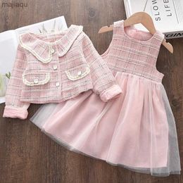 Girl's Dresses Bear Leader Baby Girls Princess Dress with Coat Autumn And Winter Party Kids Clothing Elegant Girl Outfit Children Clothing 2pcsL2404