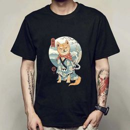 Men's T-Shirts Japanese Shiba Inu Printed T-shirt Men Funny Mens Anime Shirt Clothes O-Neck Short Slve Harajuku T Shirts for Men Tops Ts T240425